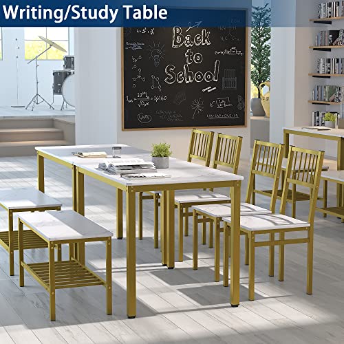 Image of Teraves Dining Table Set for 4, Kitchen Table and 2 Chairs with Bench