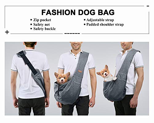 TOMKAS Medium Padded Shoulder Strap Dog Cat Carrier Sling ( Grey for 8 - 15 lbs ) - Thumbnail 2