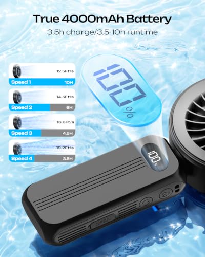 Image of Otlonpe Handheld Misting Fan Portable, Powerful High Speed, Small Personal Rechargeable Cooling Mister Fan Water Spray Mist, 4000mAh Battery Operated for Travel Indoor Outdoor Hand Desk (Black)