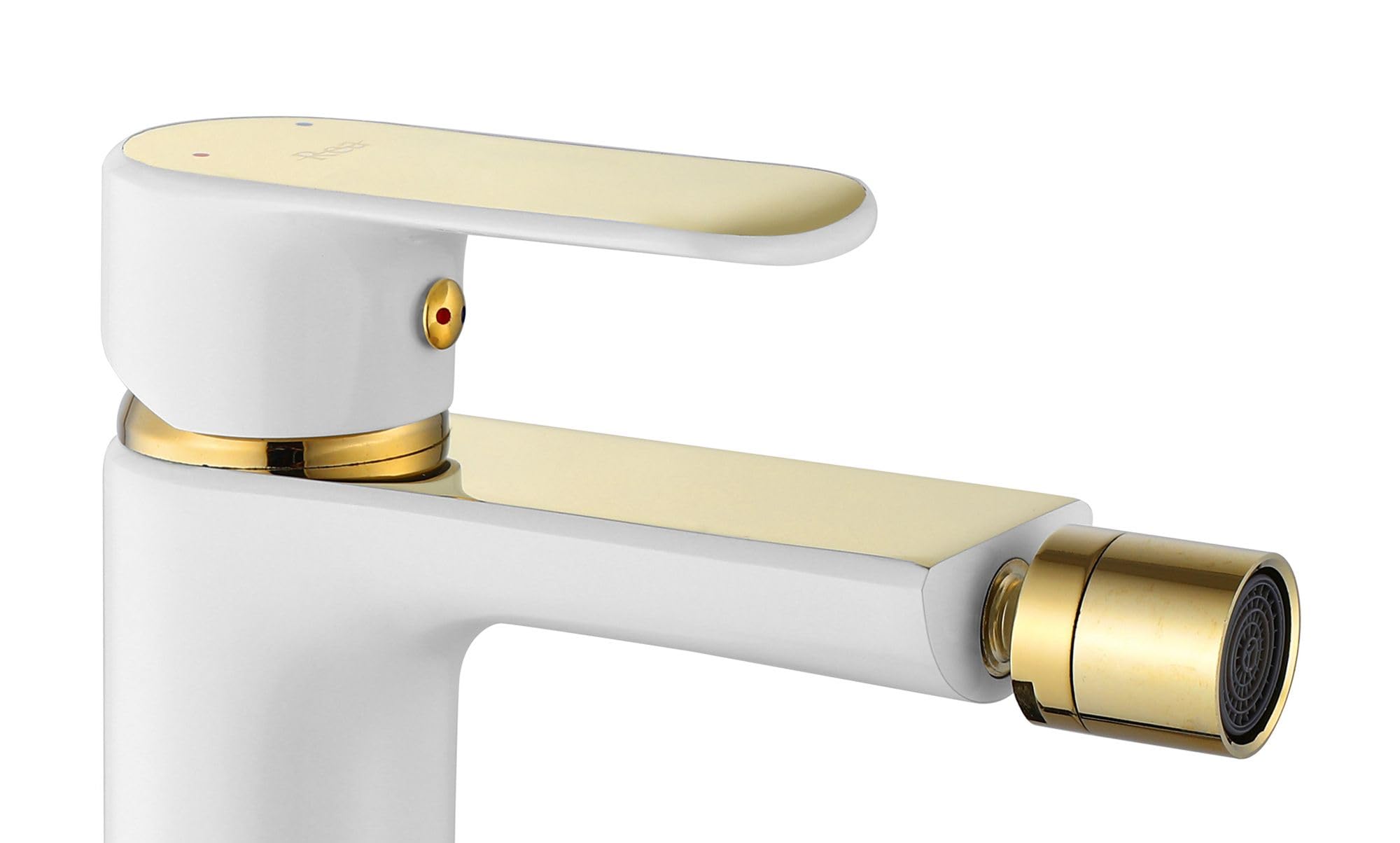 Rea GRIFO DE BIDET BLOOM WHITE GOLD Mezclador monomando de latón para WC Inodoro Baño (Blanco/Dorado)