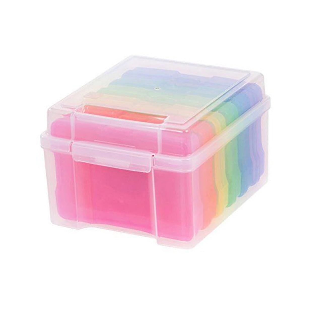 Gatuida Foto Sammelalbum Aufbewahrungsbox Kunststoff Mit Deckel Trennwänden Transparent Scrapbook Organizer Für Grußkarten Karten Und Fotokarten