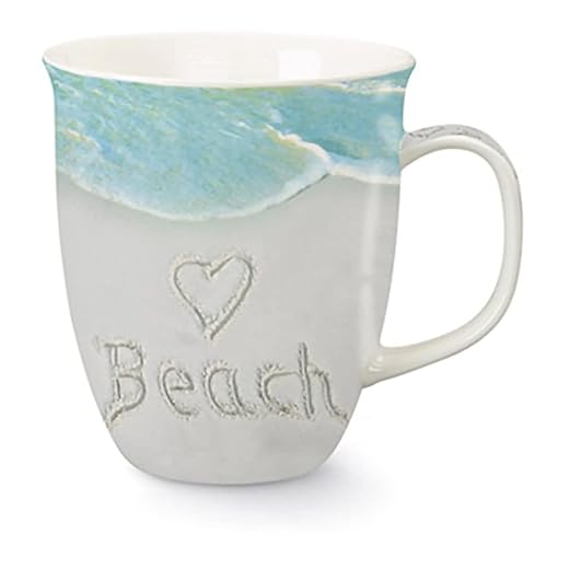 Cape Shore Decorative Harbor Coffee Tea Mug Cup, Love Beach, Gifts for Birthday Christmas, 15 Oz, Multicolor Beach