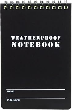 FOX OUTDOOR PRODUCTS Military Style Weatherproof Portable Top Spiral Tactical Notebook Pack of 6 - Large 4" x 6", Black