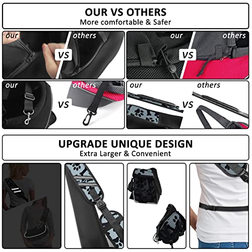 Pet Dog Sling Carrier Breathable Travel Cat Carrier Comfortable Mesh Puppy Carrier Hand Free Dog Carrying Bag Pet Front Carrier For Dogs Below 10 Lbs More Pockets & Reflective Design Cute Grey M #TOP5