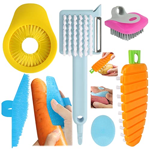6 Piece Vegetable Brush Fruit Vegetable Brush, Plastic Veggie Brushes Fruit Scrubber With Flexible Bristles, Home Fruit Brush Fruit Vegetable Cleaning Brush For Fruits, Potatoes, Carrots, Corn #TOP30