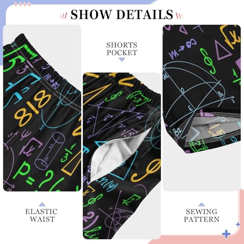ZZXXB Mathematical Formula Pattern Boys Long Pants Soft Trousers Elastic Waist Kids Lounge Bottoms with Pockets S-XL4