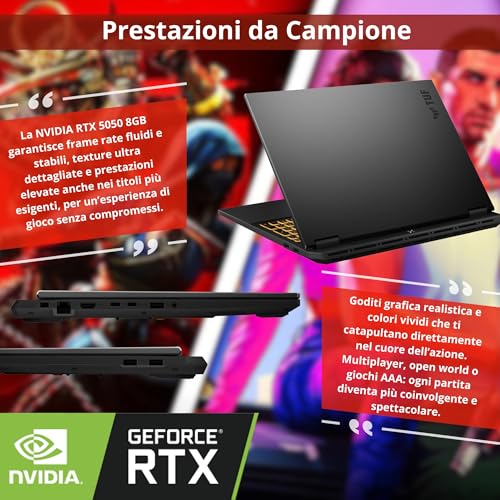 TUF Notebook Gaming 16" WUXGA | IIntel Core i7-14650HX | RTX 5050 8GB | 16 GB RAM DDR5 | SSD 512 Nvme | Win 11 | Laptop Gaming Nuovo | Tastiera RGB Italiana | HDMI | Wi-Fi 6 | Bluetooth 5.3 - Notebook - Immagine 6