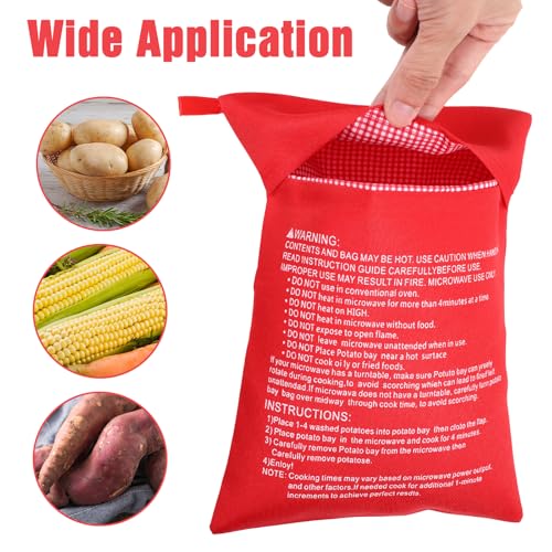 Cobee 4 Stück Kartoffelsack Mikrowelle, Mikrowellen Kartoffelbeutel Kartoffel Tasche Wiederverwendbare Gebackene Kartoffelkocher Kochtasche Mikrowelle Kartoffel Express Für Süßkartoffel Mais Usw