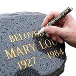 GUUZETU Golden Tombstone Marker Pen, Waterproof Stone Paint Pen for Gravestone Letter Restoration, Oil Based Fine Tip for Granite Marble Headstone Inscription Touch Up Cemetery Repair (Gold)