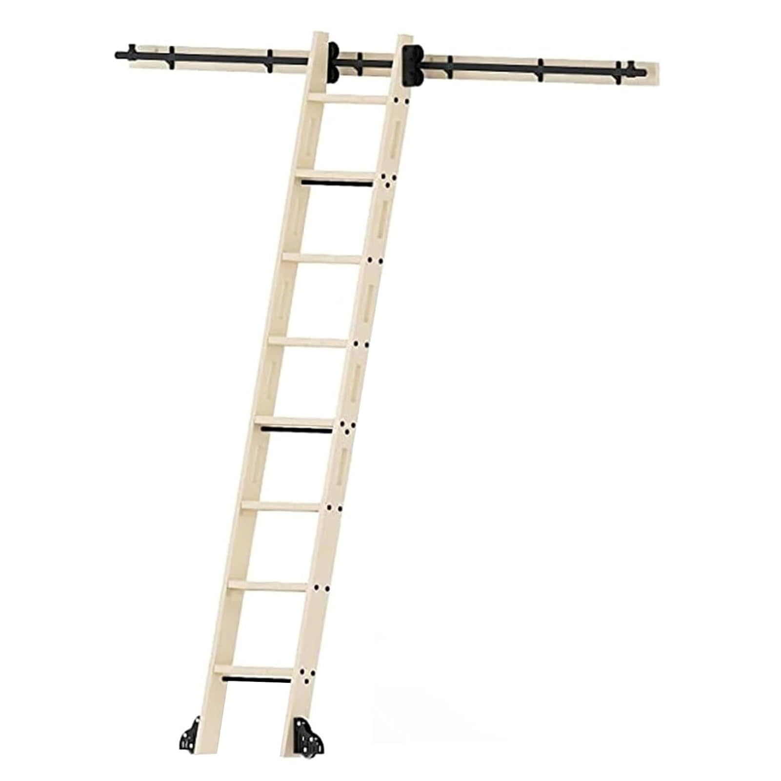 Échelle bibliothèque coulissante noire kit rail de 1m pour rangement