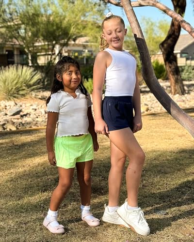 Stelle Girl's Athletic Shorts with Liner Zipper Pockets Elastic Waist Running Shorts Sports Active Shorts for Teen Kids4