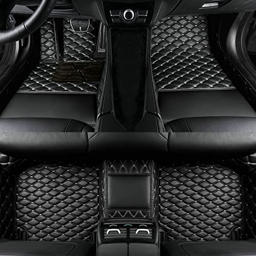 IMEISH Custom Leather Waterproof Car Floor Mats for 99% Sedan SUV Sports Car Black Beige Men's Women's Vehicle Pads Mat (Black and White)