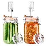Glolaurge Fermentation Jar, 1.5 Liters Square Glass Fermenting Kit with Fermentation Weight for Making Sauerkraut, Kimchi, Pickles, Mead, Cider & More, Pack of 2