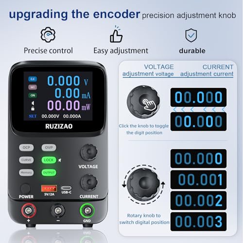 Alimentation de banc variable 30 V 10 A avec encodeur hyperbolique et écran LCD à 5 chiffres - 7