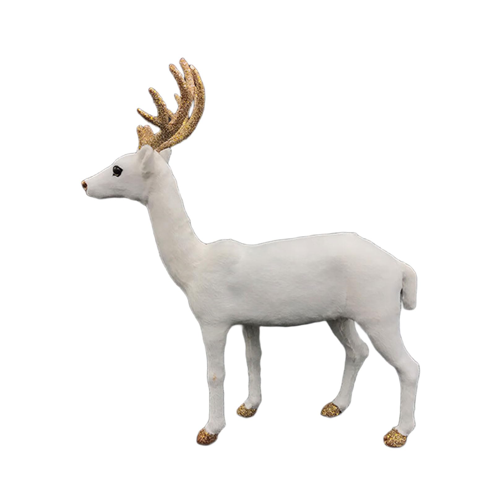 Lerpwige Christmas Deer Figurines Deer Animal Model Realistic Reindeer Figurines With Glittered Antlered And Feet Centerpieces Tabletop Ornament
