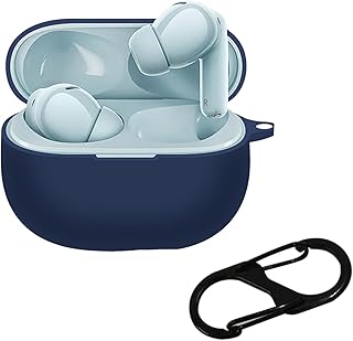 جراب حماية من البولي يوريثين المقاوم للحرارة متوافق مع شاومي ريدمي بادز 5 برو خطاف مفاتيح رفيع للغاية سيليكون ناعم مقاوم للخدش أزرق