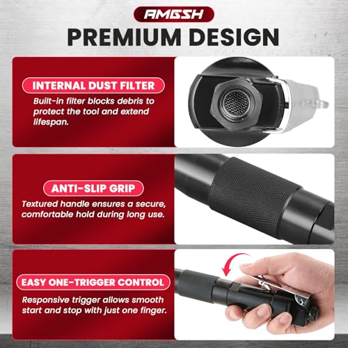 AMGSH Compact Air Needle Scaler, Rust Remover Tool Needle Scaler Air Tool, Pneumatic Rust Paint Weld Slag Remover Cleaner, with 12 Needles, Includes 1/4" NPT Air Hose Fitting by AMGSH - Image 6
