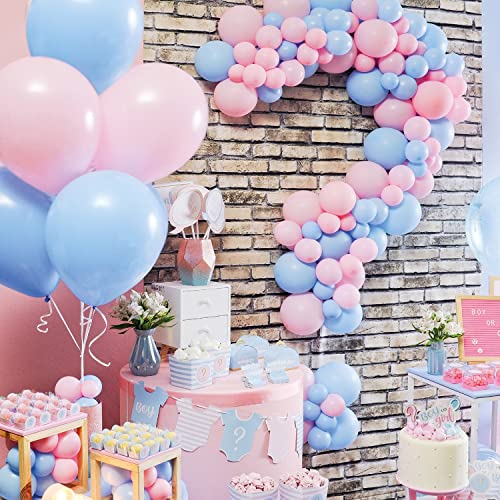Image of CANREVEL Gender Reveal Pink and Blue Balloons 120 pcs Macaron Blue Pink Latex Balloons Garland Arch kit for Baby Shower Birthday Bridal Shower Wedding Anniversary Party Decorations