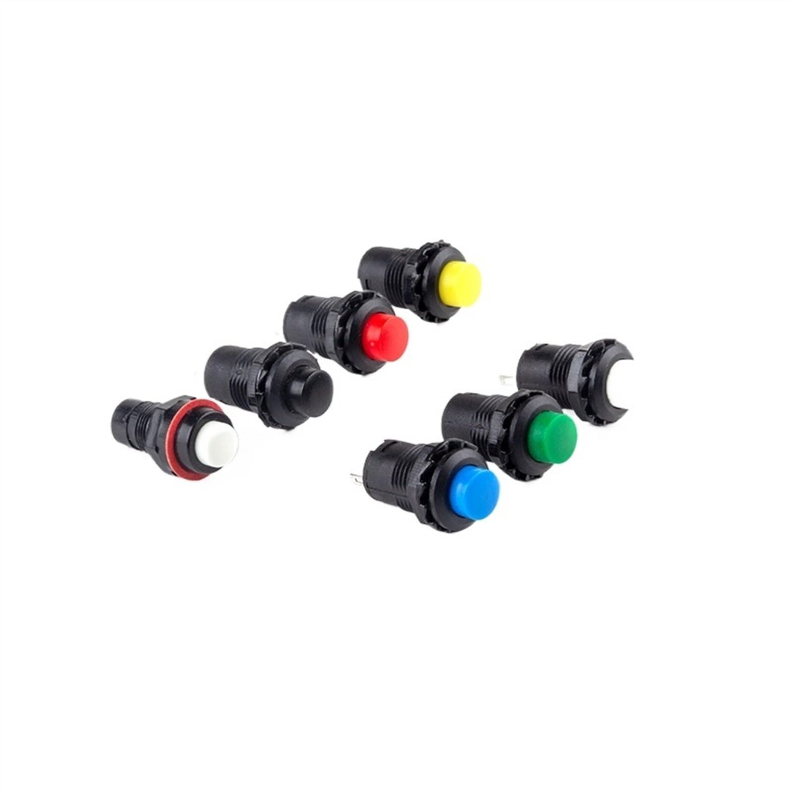 10 Interrupteurs Bouton Poussoir 12mm | 3A/125VAC, Momentané/verrouillage | Couleurs Rouge, Vert, Bleu... | Pour DIY, électronique