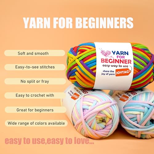 Image of 3 Pack Rainbow Beginner Crochet Yarn for Crocheting and Knitting Multicolor Cotton Crochet Yarn for Beginners with Easy-to-See Stitches Cotton-Nylon Blend Easy Yarn for Beginners(Blue Purple)