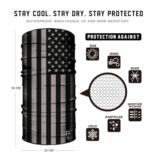 Multi-Color - Cold Weather Gaiter with Face Shielding UV Protection - Neck Gaiter Face Mask for Motorcycle - (Blacked Out USA Flag Neck Gaiter) - Thumbnail 2