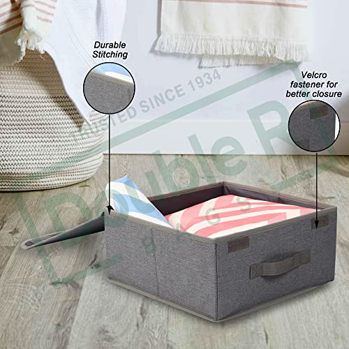 Image of DOUBLE R BAGS Foldable Storage Bins Cubes Boxes with Lid - Storage Box Cube Cubby Basket Closet Organizer with Handles for Closet Bedroom, 13 inch x 13 inch, (Grey, Pack of 1)