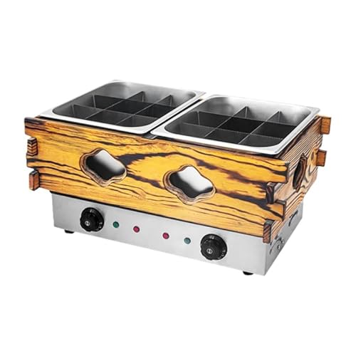 おでん調理鍋 電気おでん 業務用卓上調理機 温度調節可能 大容量 湯煎式 仕切り付 卓上型 自動保温 多機能 卓上万能鍋、しゃぶしゃぶ、台湾鍋、辛鍋、おでん、業務用、家庭用 (9グリッド) (木箱入りおでん(二椀))