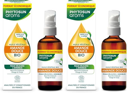 Huile d'Amande Douce BIO Phytosun Aroms 100ml lot de 2 flacons pour le soin du corps
