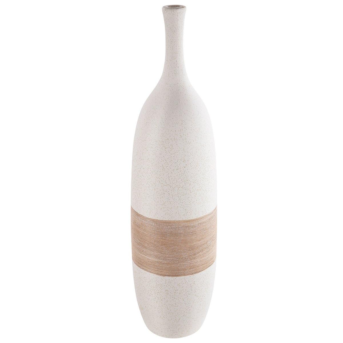 GILDE Deko Vase aus Keramik Flaschenvase - Deko Wohnzimmer Geschenk Geburtstagsgeschenk - Weiß braun - Höhe 50 cm