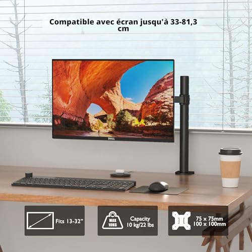Support ecran PC 13-32 pouces inclinable et pivotant pour moniteur LCD LED VESA 10kg