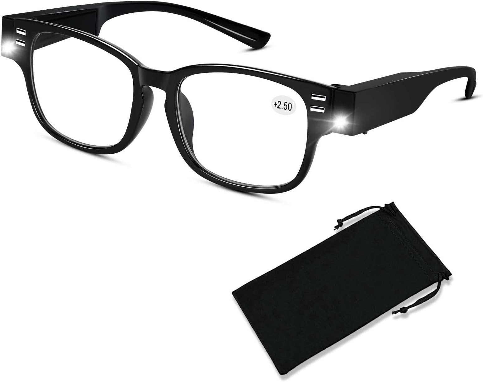 DuanMei Reading Glasses with Lights Bright LED Readers Magnifier Reading Glasses Lighted Eye Glasses for Men Women