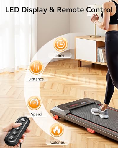 Image of Walking Pad, Incline Walking Pad Treadmill, Under Desk Treadmills 265 Lbs Capacity, 2.5HP Low Noise Portable Running Machine for Home and Office, with LED Display, Remote Control