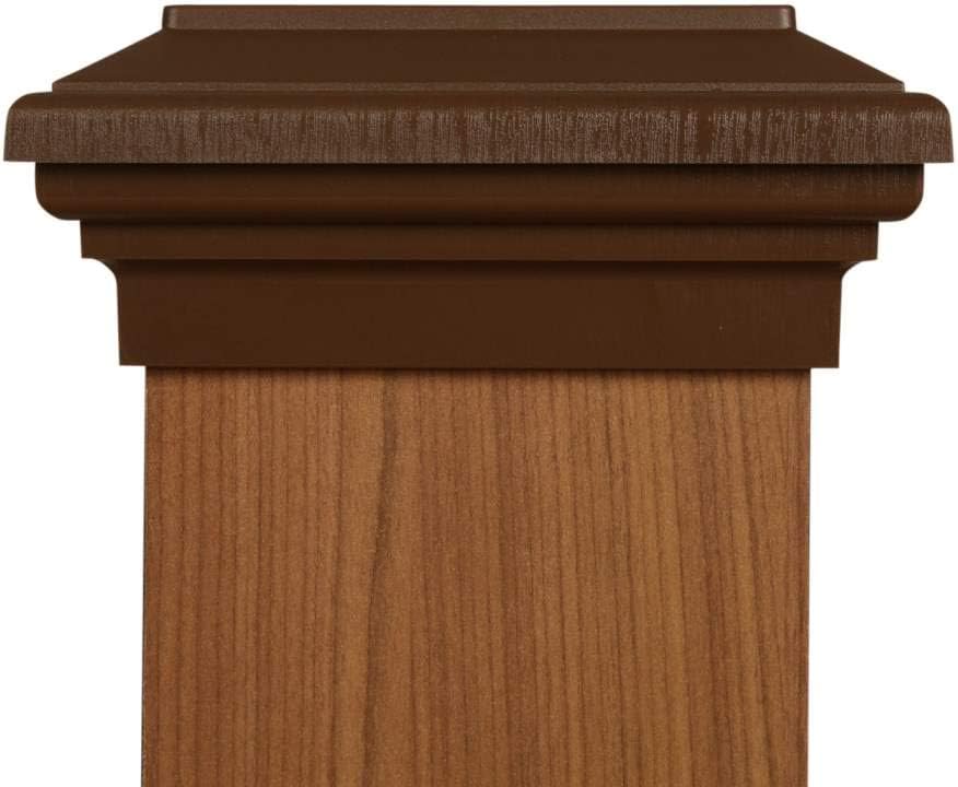 6x6 Post Cap (5.5") (Case of 6) | Brown Flat Top Newell Style Square Top for Outdoor Fences, Mailboxes & Decks