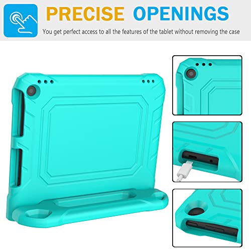 DJ&RPPQ Kids Case for 10inch Tablet,(Not fit 10in Sony Nokia),Shockproof Kid-Proof Cover with Protector Handle Stand Turquoise