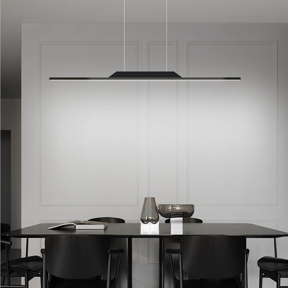 Dimmable Pendentif linéaire Lumière Moderne Suspendue Plafonnier Cuisine îlot d'éclairage luminaire Longue Bande Lustre pour la Table à Manger Salon Bureau Lumières avec télécommande Décorations