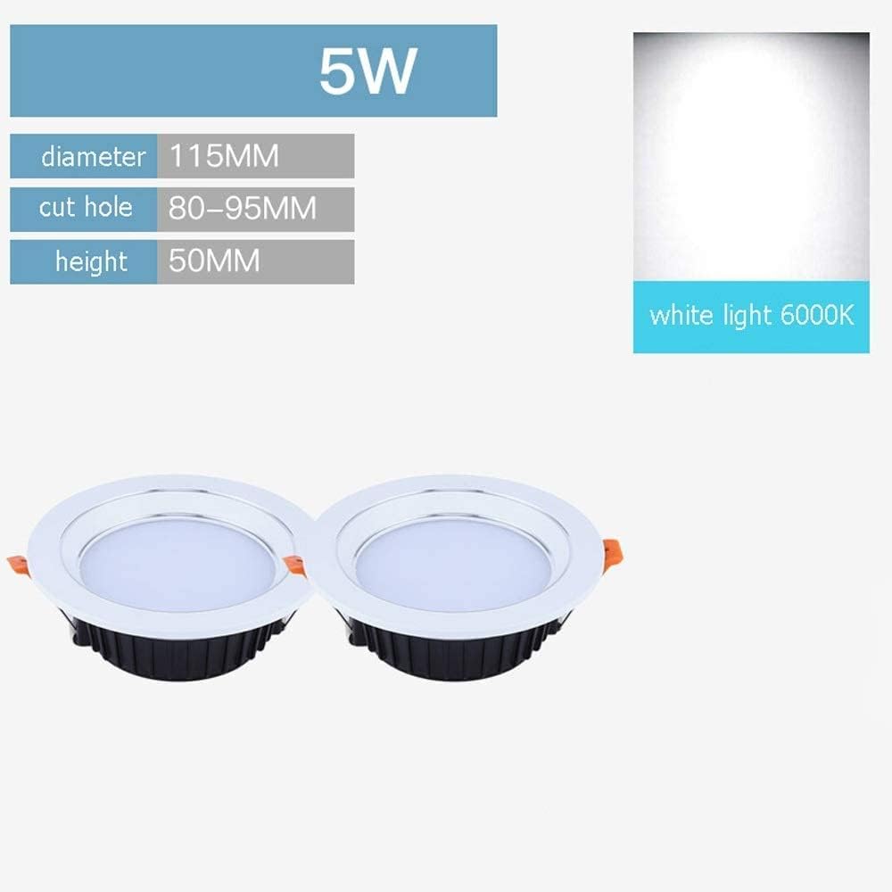 Recessed LED Downlight Round Ceiling Spotlight,Creative Indoor Decoration Light Fixture Wash Wall Lamp, 110Fire Rated Energy Saving Downlighters(White Light,5W)