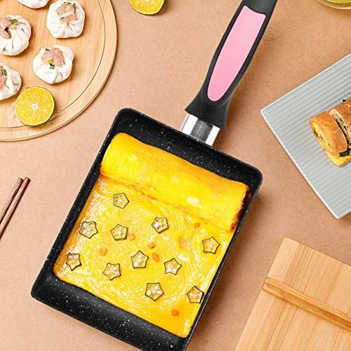 Dciustfhe Tamagoyaki Pan Japanese Omelette Pan, Egg Pan with Non-Stick Coating for Making Omelettes or Crepes (Pink)