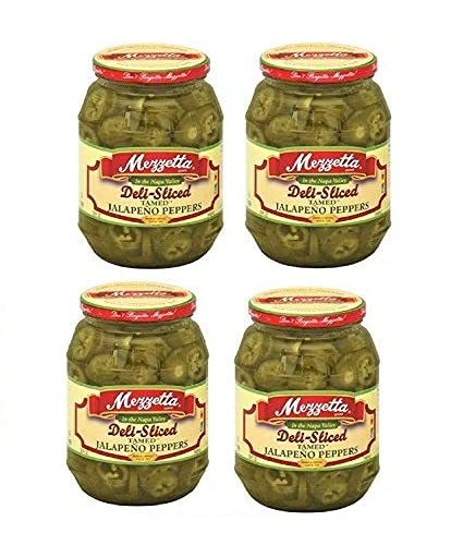 Jalapeno Peppers Deli Sliced Tamed 32 fl Oz PK of 4 Kosher Spicy By Mezzetta