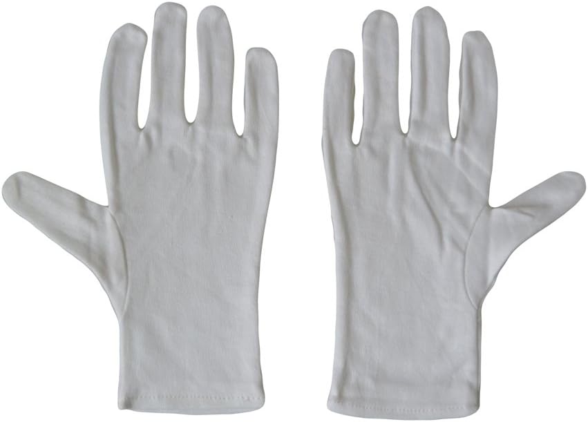 Men's 100% Soft White Cotton Gloves (Medium) x 2 Pairs