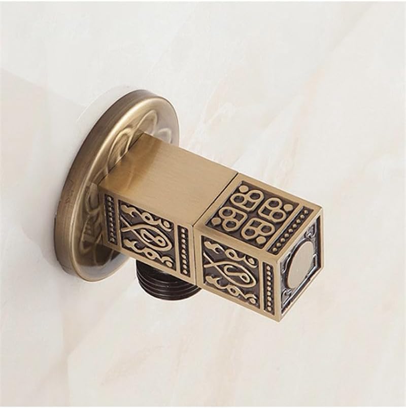 Antique Gold Brass Angle Valve 1/2x1/2 G Thread Bathroom Water Control Corner Stop Valve(Light Grey)