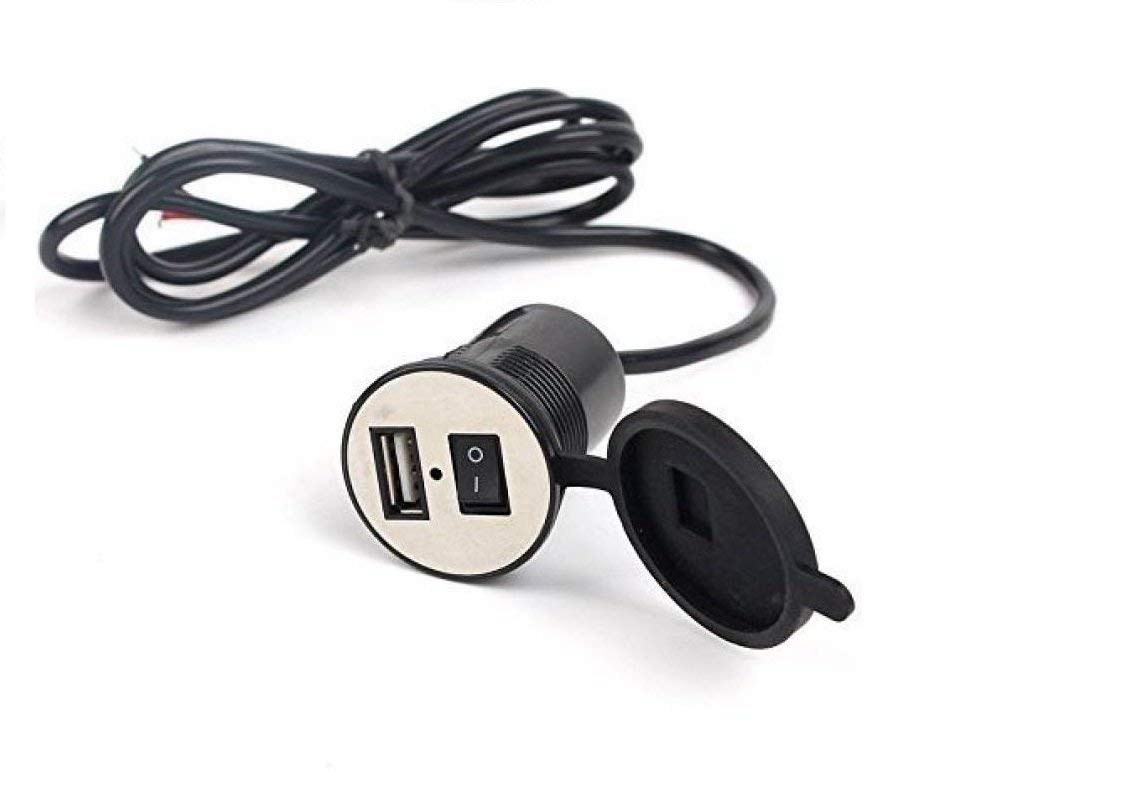 Motorcycle USB Charger Socket with On/Off Switch, Waterproof Cover, Black, 12V Bike Handlebar Charging Port-image-46