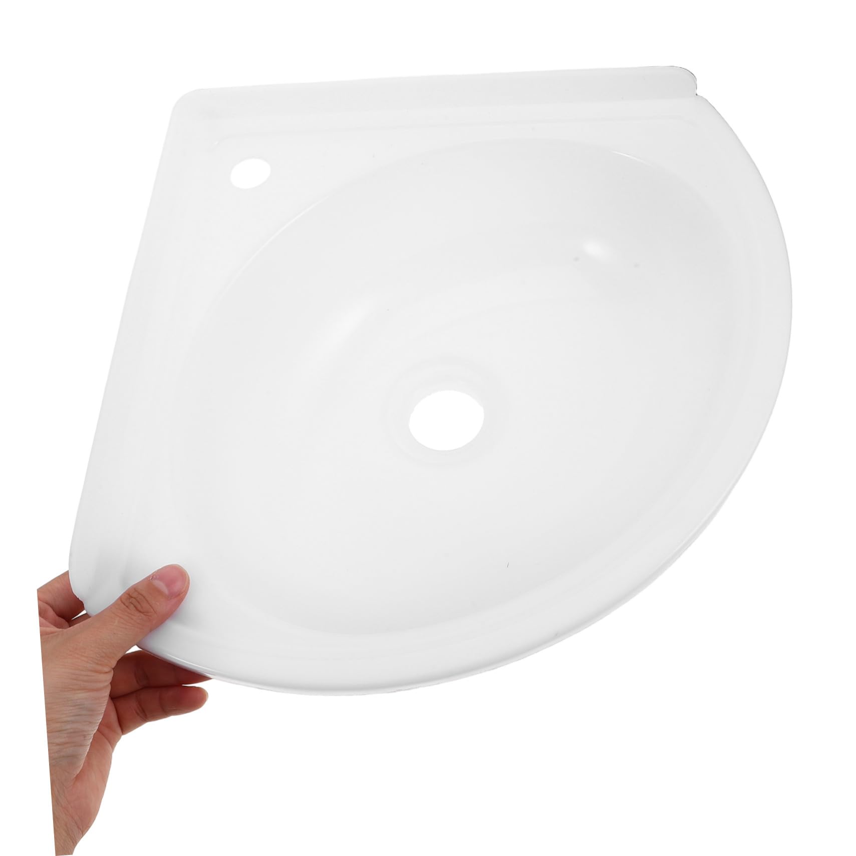 NUOBESTY Leichtes Kleines Wandwaschbecken aus Kunststoff Dreieckiges Eckwandwaschbecken mit Platzsparendem Design für Badezimmer und Outdoor Terrassen Zufälliger Stil
