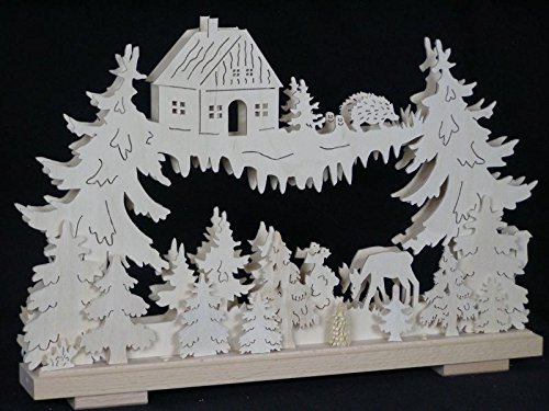 Lit électrique de voûte décoration fenêtre Noël avec cerfs et maison en bois