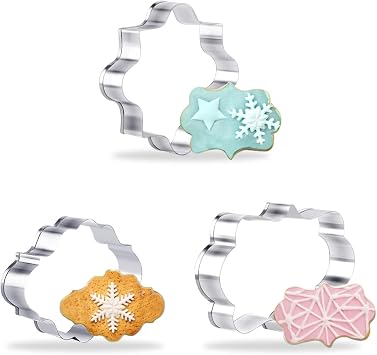 Stainless Steel Plaque Frame Pastry Biscuit Cookie Cutter Cake Fondant Pancake Cutters Mold Pack of 3
