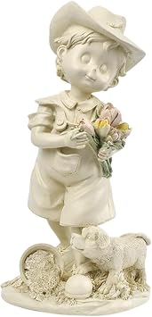 Child Figure Sculpture Resin Ornament for Study Wedding Room, Boy