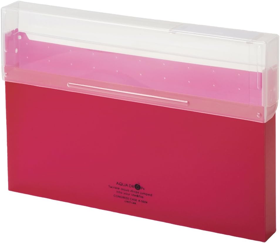 Lihit Lab A5024-3 Congress Case, File Case, A4, Holds 300 Sheets, Red