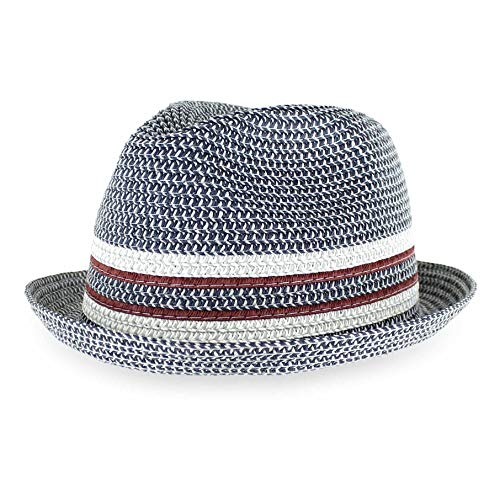 Image of Belfry Men /Women Summer Straw Pork Pie Trilby Fedora Hat in Blue, Tan, Black