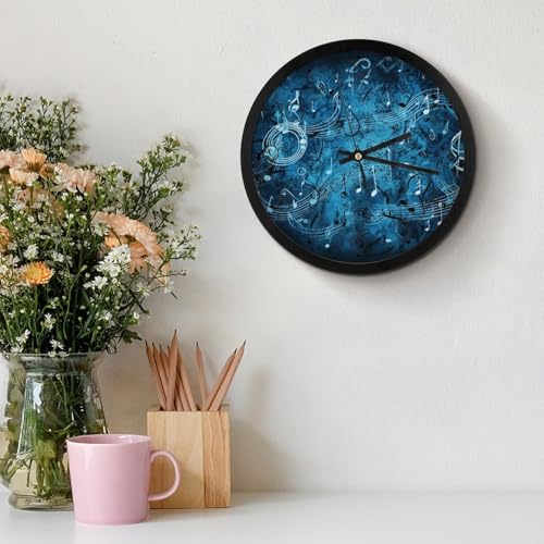 Grande horloge murale numérique décorative à piles avec notes bleues - 4