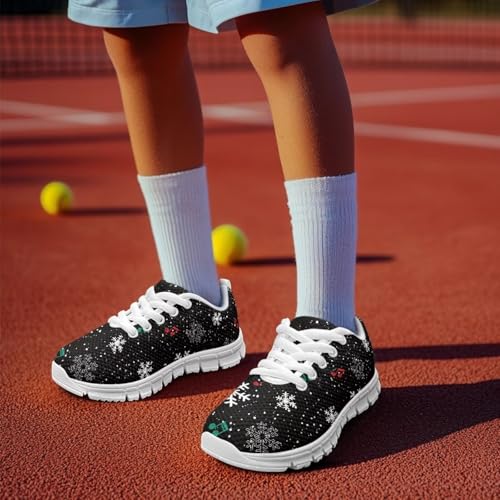 SYtrade Christmas Shoes for Girls Lace Up Walking Tennis Sneakers White Sole4