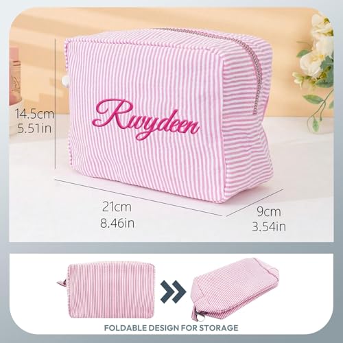 Personalized Makeup Bag Monogram Makeup Bag Toiletry Bag Large Capacity Cotton Cosmetic Bag for Women Travel Graduation Wedding Bridesmaid Gifts2